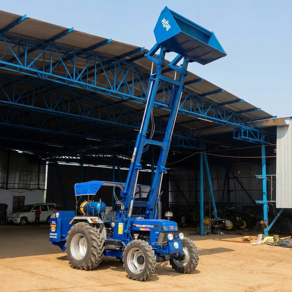 Blue Madina Loader Elevated Bucket - Powertrac Tractor