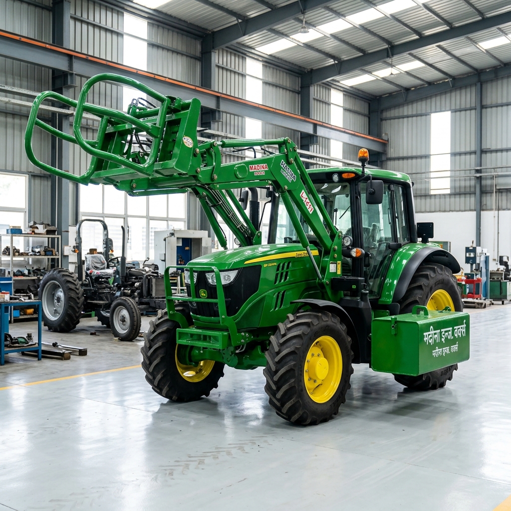 Green John Deere with Sugarcane Grabber Side View