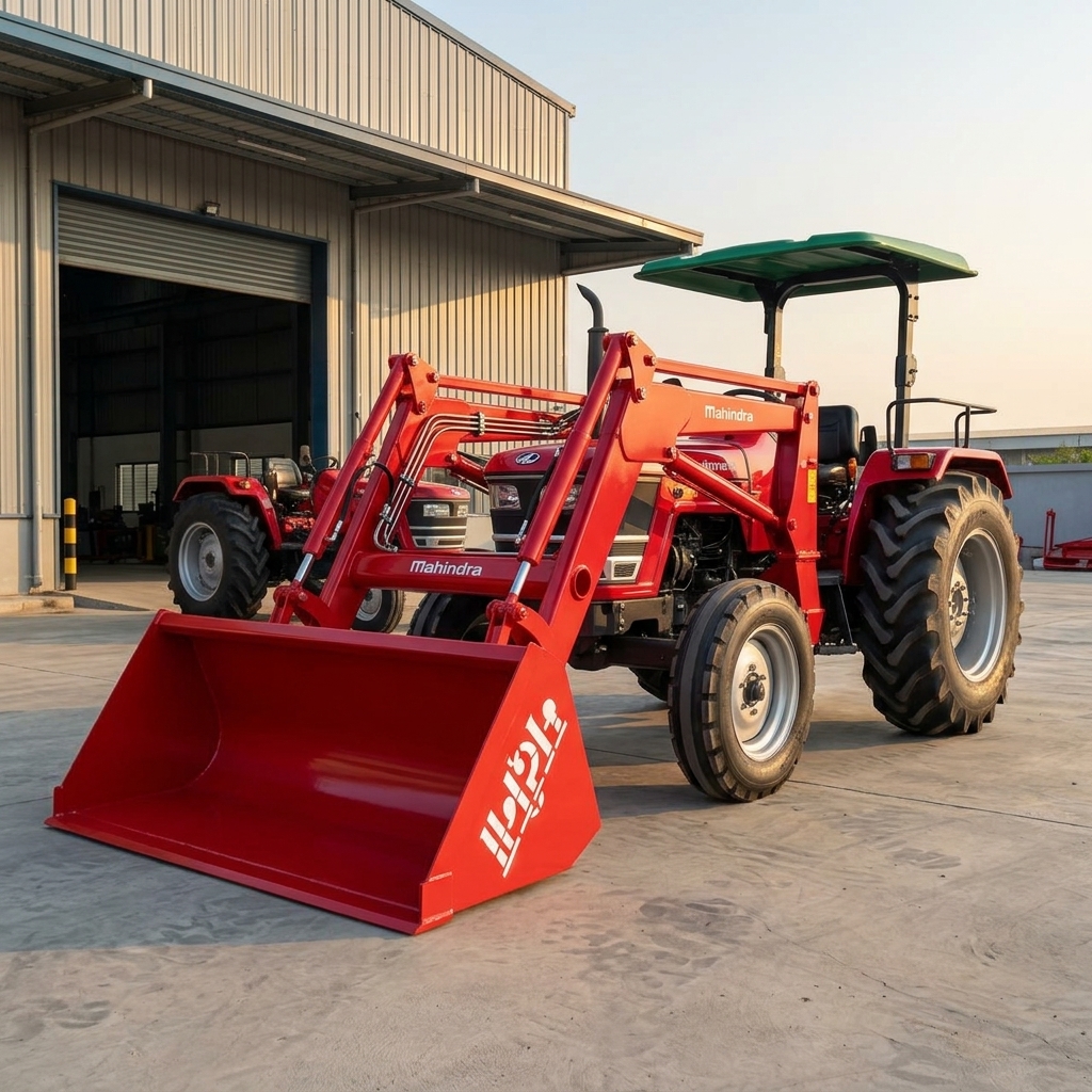 Red Madina Loader Front View - Mahindra Tractor